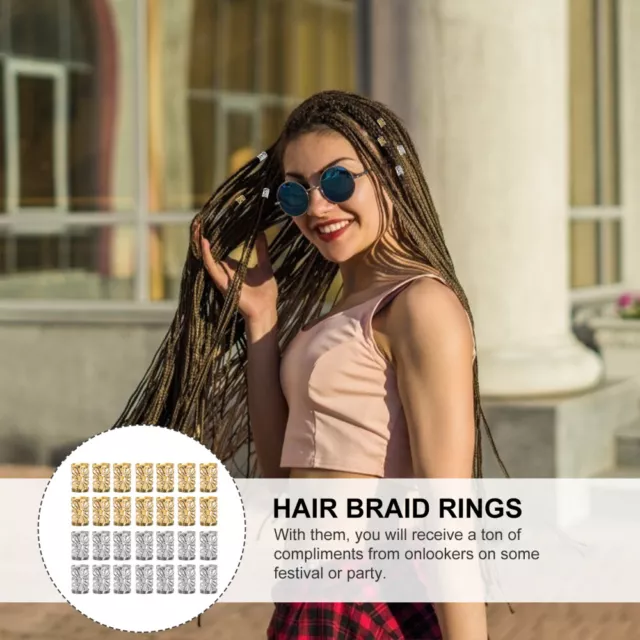 100pcs Dreadlocks Beads Metal Hair Rings for Braids 2