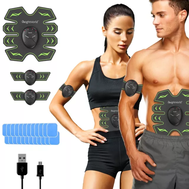 Abs Trainer 8 Gel Pads EMS Muscle Stimulator for Back Abdominal Arms Waist Butt