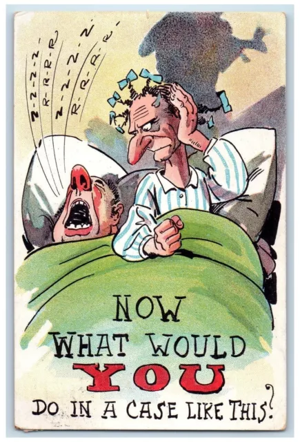 Man Snoring What Would You Do In Case Like This Humor Morristown NY Postcard