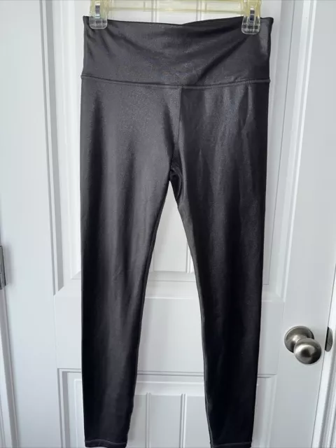 Athleta Elation Size S Tight Dark Gray Leggings Shimmer Metallic Sparkle 7/8