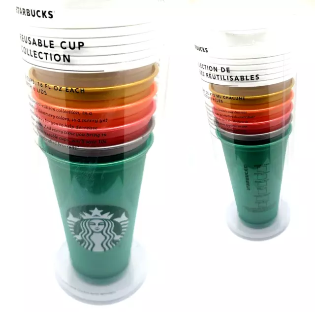 Starbucks 6 Pack Reusable Hot Cups 16 oz Tumbler Travel Mug Colorful 2018 New