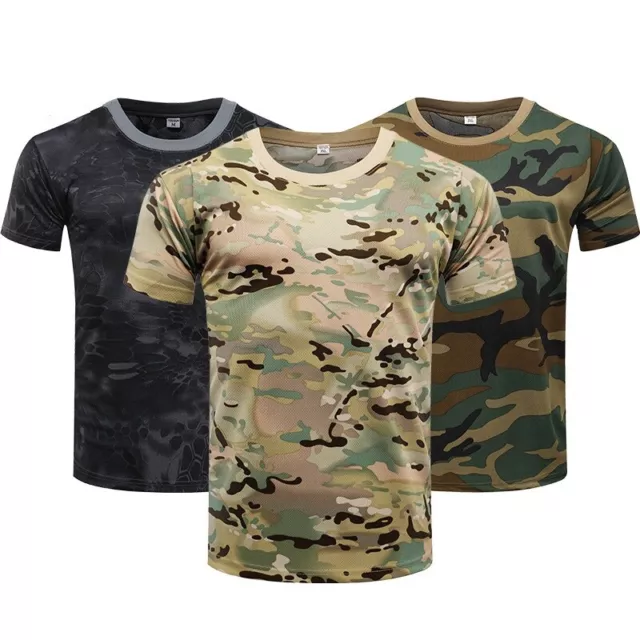 Men's Short Sleeve Quick Dry Combat Military T Shirt Camouflage Tactical Shirt