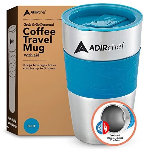 AdirChef Travel Mug 15 Oz - Insulated BPA Free Stainless Steel Vacuum Tumbler w/