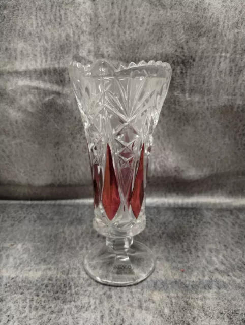 Vintage Enesco Cut Crystal Vase West Germany Original Sticker