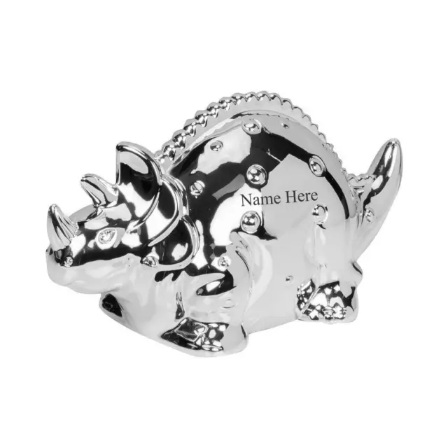 Personalised Engraved Silver-plated Dinosaur Bank Money Box