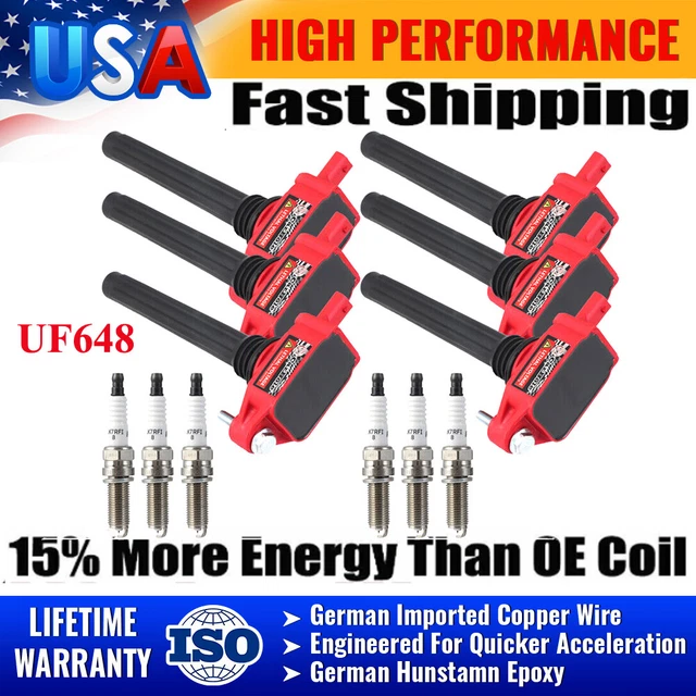 6PACK IGNITION COILS & Platinum Spark Plug For Chrysler Dodge Jeep Ram