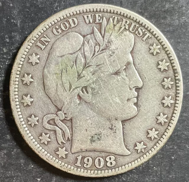 1908-P Barber Half Dollar 50c Rare Higher Grade Estate Collection silver q143