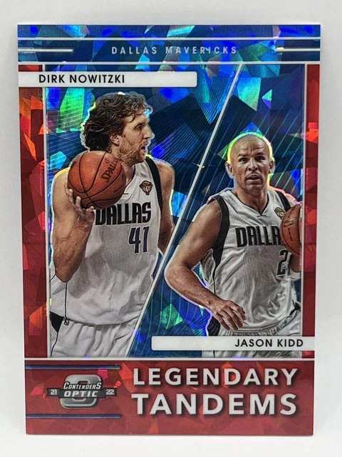 DIRK NOWITZKI JASON KIDD 21-22 Contenders Optic Legendary Tandem Red Cracked Ice