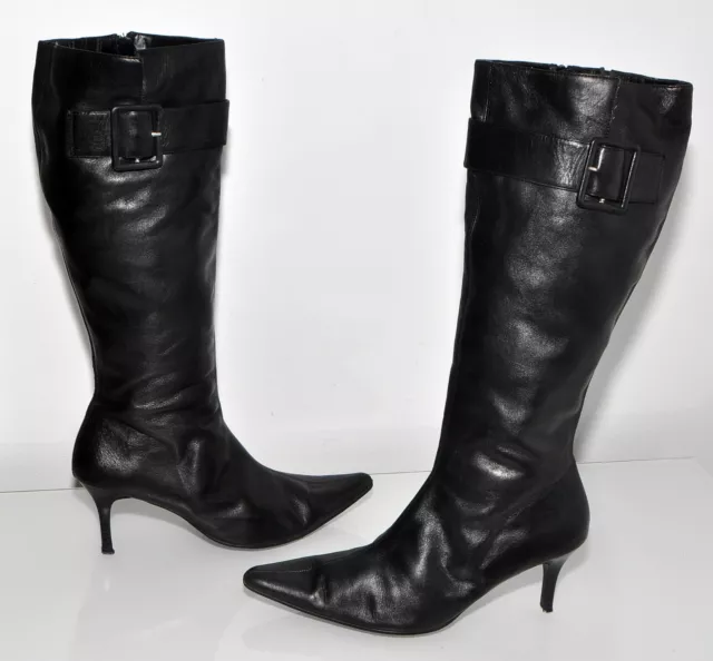 Target Black Genuine Leather Women's Pointed Toe Knee Boots Size 8½