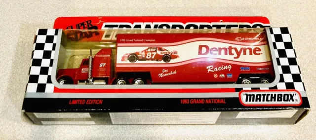 🏁 1993 Matchbox Super Star Transporters Joe Nemechek Dentyne Racing Team #87 🏁