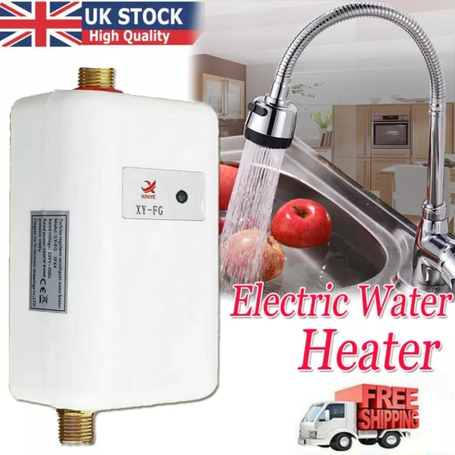 Electric Tankless Instant Hot Water Heater 3000W Under Sink Tap Bathroom Kitchen