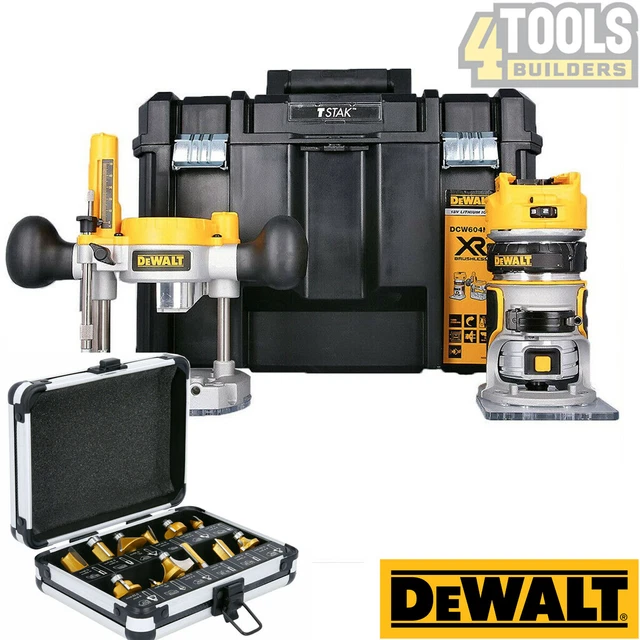 De Walt Router Cutter Set DEWALT DCW604NT 18V Brushless Router + Base + 1/4
