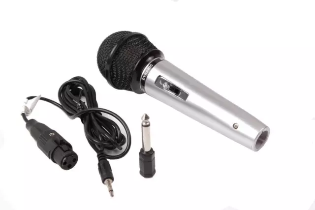 Dynamisches Mikrofon Set für Karaoke und Gesang mit 2m Kabel + Adapter DJ Mikro 2