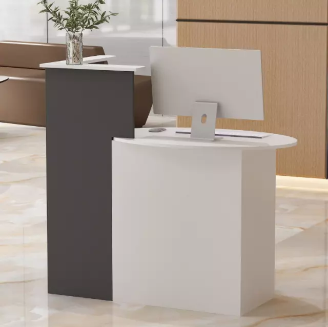 Reception Desk Office Counter Top Gray White Checkout Register Conference Shape Reception Desk Office Counter Top Gray White Checkout Register Conference Shape