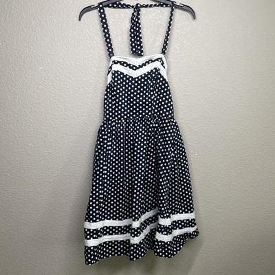 Bea & Dot Size Small Modcloth Halter Strapless Dress Navy Blue White Polka Dot