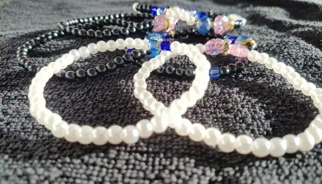 Ensemble de bracelets adultes élastiques filetés perles 4 mm/5 mm. VENDREDI NOIR !!!!