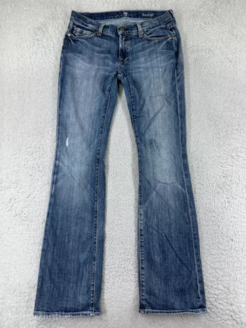 7 For All Mankind Pants Women 28 Blue Denim Jeans Bootcut Embellished Distressed