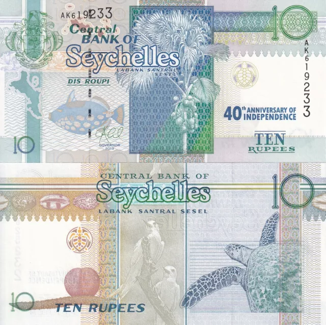Seychelles 10 Rupees 2013 (2016) P 52 40th Independence Commemorative UNC