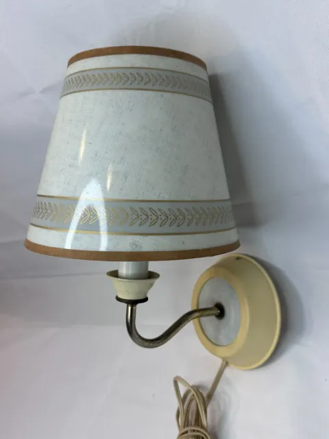 Vintage Mid Century Wall Hanging Lamp Metal with Shade Gold Leaf Design MCM