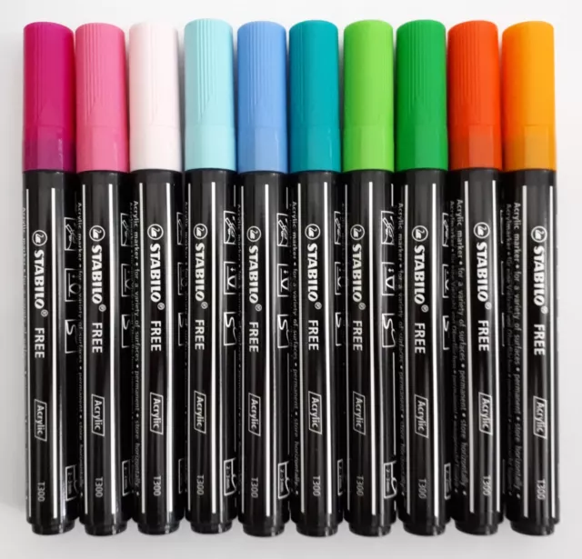 Acrylic marker STABILO FREE Acrylic T300 - pack of 5 colors