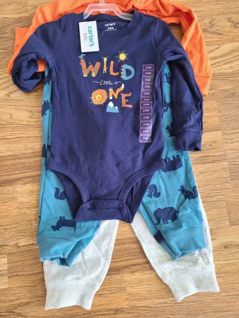 Carters Infant Boy's 4 Pc Wild One Lion Playwear Long Shirt Bodysuit Pant  9 18