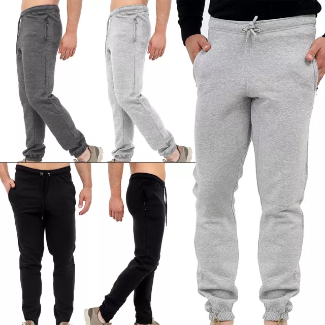 Hommes Bas de Jogging Gym Pantalon Molleton Poches Zippées Taille Élastique