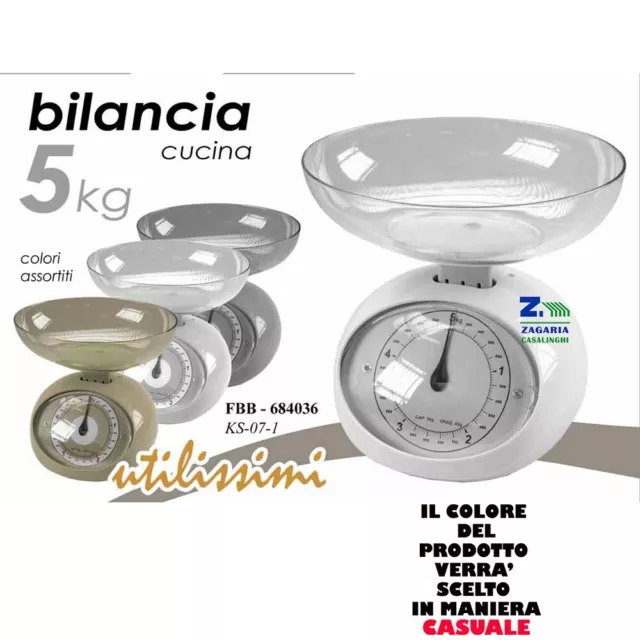 BILANCIA ANALOGICA DA Cucina 5 Kg Tondo EUR 9,50 - PicClick IT