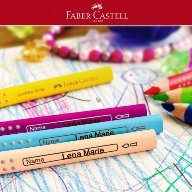 Faber Castell "Jumbo Grip" Buntstifte mit Gravur - Kartonetui