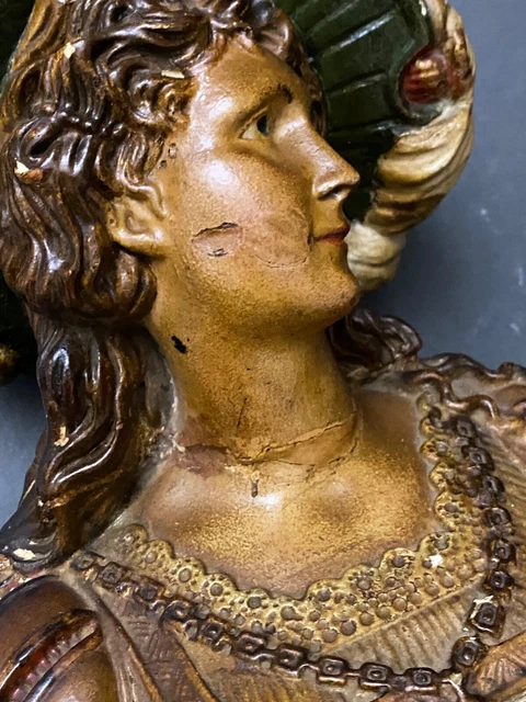 Paire de bustes en plâtre polychrome Fausto et Margherita Acanuti XXe H6198 15