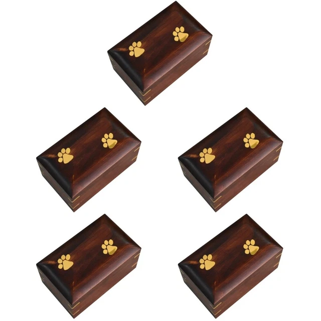 5 Pieces Wood Pet Urn Ornament Container Wooden Cat Cremation