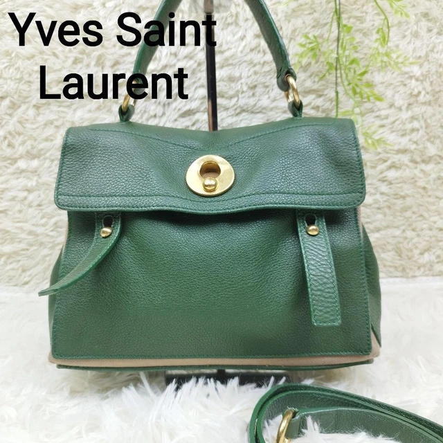 Yves Saint Laurent YSL Muse Two Shoulder Tote Bag Green Leather Yves Saint Laurent YSL Muse Two Shoulder Tote Bag Green Leather