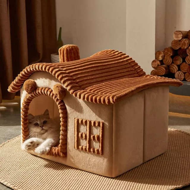 Cat Dog House Plush Pet Cat Puppy Bed Cushion for Small Dogs Sleeping Kennel