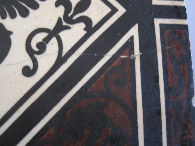 ANTIQUE 6" VICTORIAN MINTONS CADUCEUS DESIGN WALL TILE c1868-1900 2
