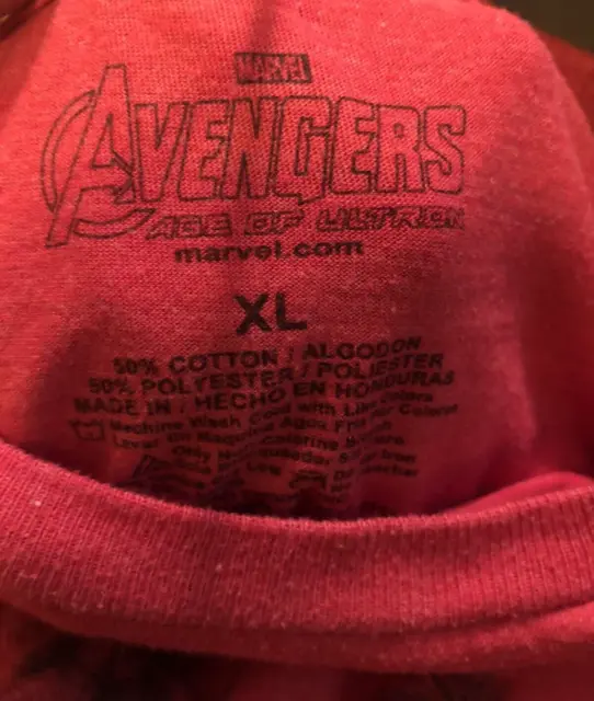 MARVEL AVENGERS AGE of Ultron XL Mens T-Shirt Red Thor Hulk Hawkeye ...