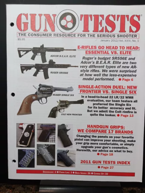 Gun Tests Magazine Jan 2012 Volume XXIV No 1 $3 off shipping for 2 see descript.