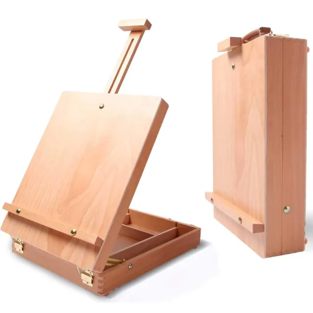 Portable Wooden Drawers Artist Table Desk Top Easel Stand Sketch Box Painting