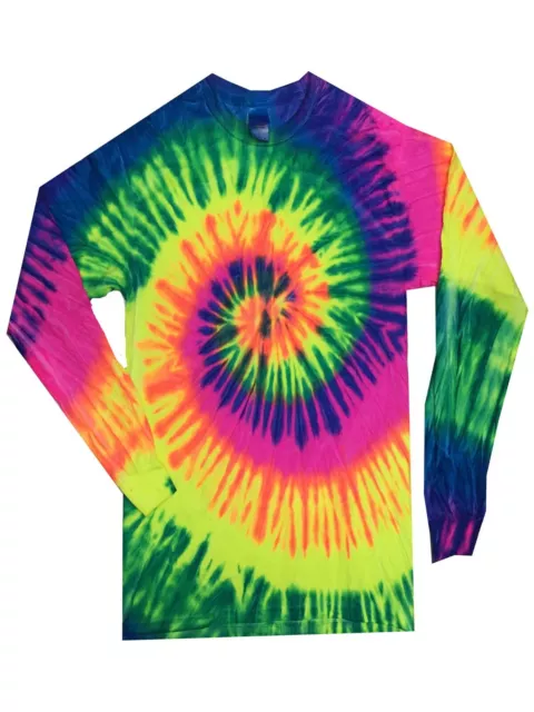 Tie Dye Long Sleeve Shirts Psychedelic Kids & Adult 100% Cotton Colortone