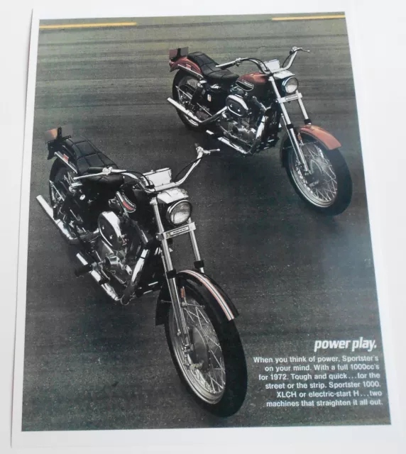 1972 Harley Davidson Sportster Xlch Brochure Sales Ad Vintage