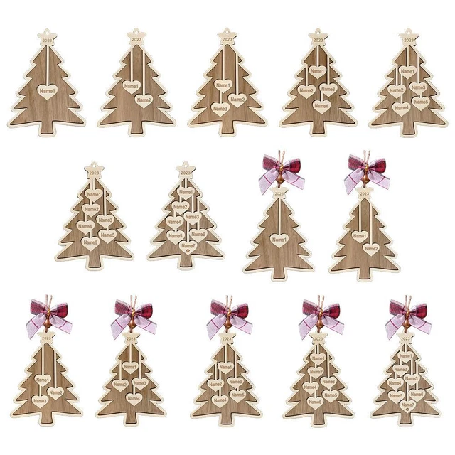 Personalized Wooden Christmas Tree Pendant Name Custom Family New