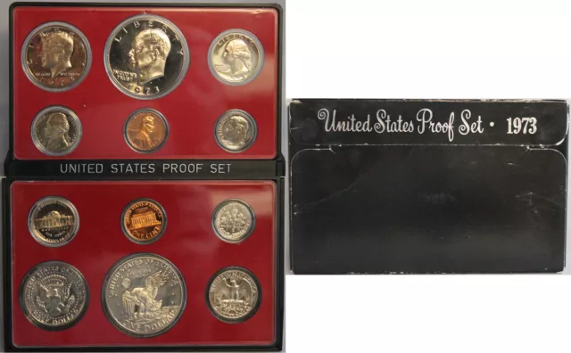 1973 Proof set CN-Clad Eisenhower Ike Dollar Kennedy- (OGP) 6 coins (B2) 1973 Proof set CN-Clad Eisenhower Ike Dollar Kennedy- (OGP) 6 coins (B2)