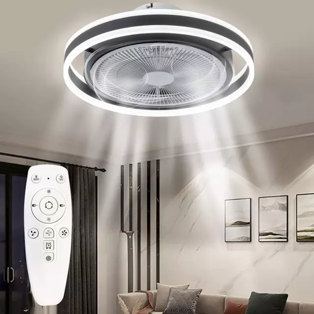 15 Lampara Ventilador De Techo Con Luz LED y Control Remoto Moderno Para  Cuarto