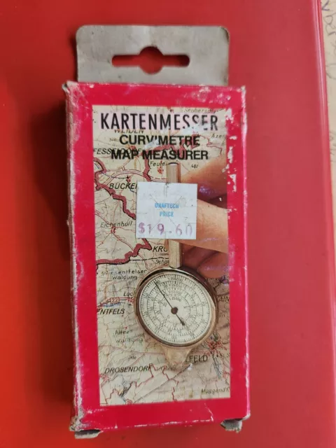 Kartenmesser Curvimtre Map Measurer W/ Box Instructions & Leather Pouch