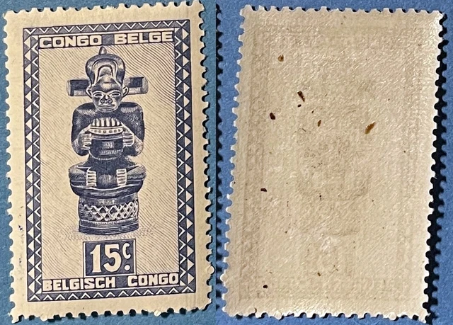 Belgian Congo 1948 15c Tshimanyi African Carving Sc-232 Ultramarine MVLH OG #Br9