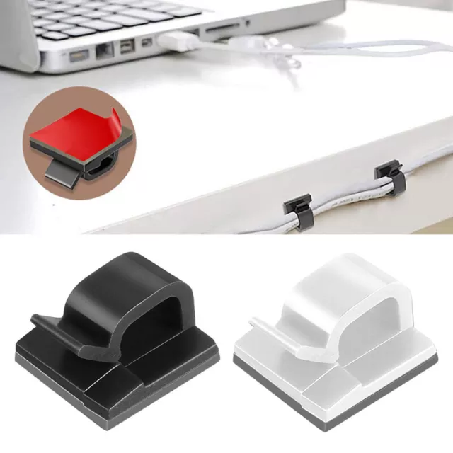 10/20/50PC Multipurpose Office Table Cable Wire Clips Home Cord Holder Organizer