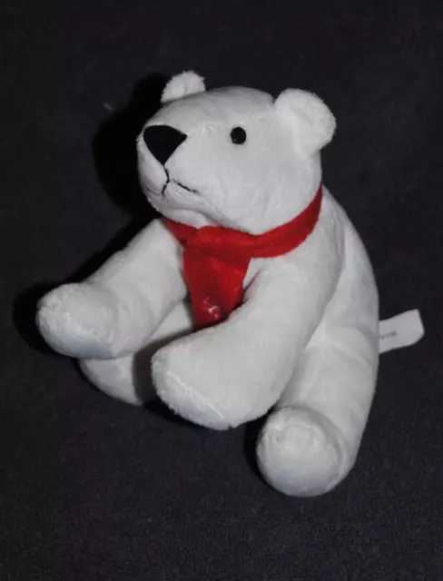 Peluche Doudou Ours Blanc LBVYR YVES ROCHER Echarpe Rouge Polaire  18 Cm NEUF