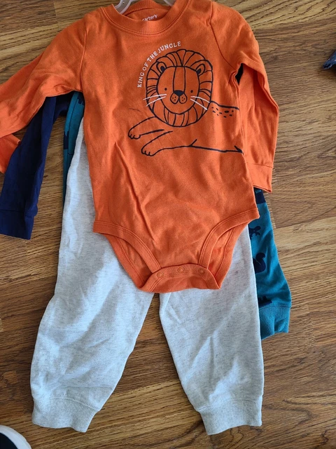Carters Infant Boy's 4 Pc Wild One Lion Playwear Long Shirt Bodysuit Pant  9 18 2