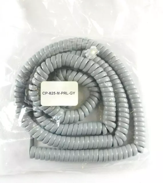 Phone Cord Gray, 4' Coiled, 4-Wire FCC Part 68/2A 150V AC/DC - LOT OF 10