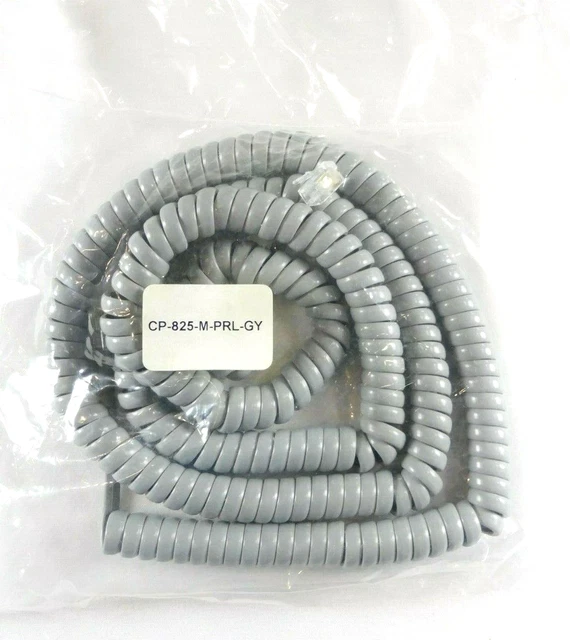 Phone Cord Gray, 4' Coiled, 4-Wire FCC Part 68/2A 150V AC/DC - LOT OF 10