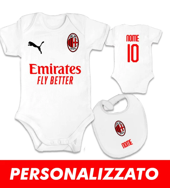 Coordinato Body Bavaglino Neonato Milan Personalizzato Con Nome Idea Regalo