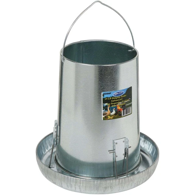Farm-Tuff 25 Lb. Capacity Hanging Galvanized Steel Poultry Feeder 25HF Pack of 6